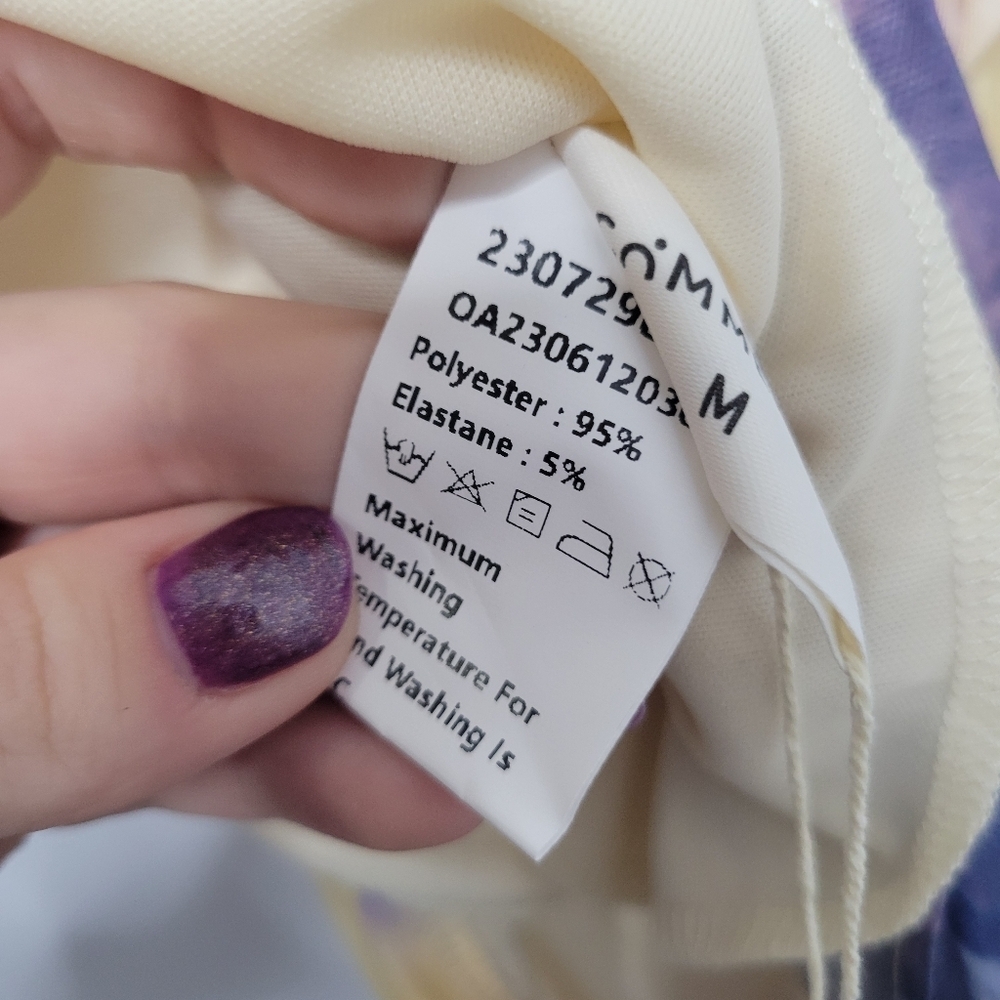 NWT Commense Yellow Purple Marble Tie-Dye Mesh Ruched Bodycon Midi Dress - Picture 8 of 9
